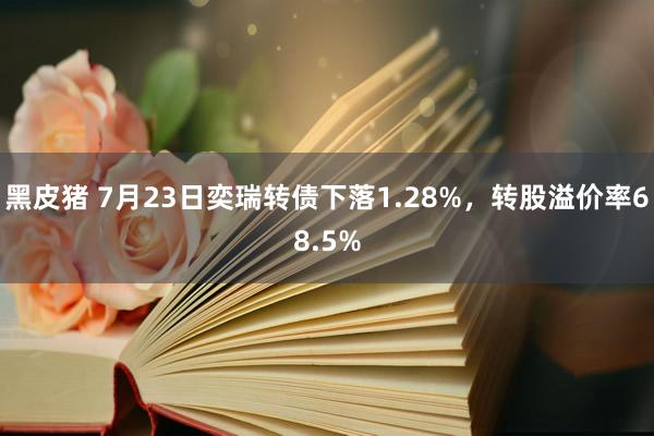 黑皮猪 7月23日奕瑞转债下落1.28%，转股溢价率68.5%