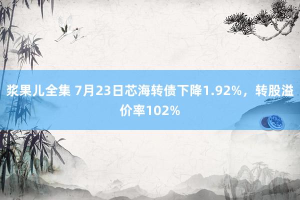 浆果儿全集 7月23日芯海转债下降1.92%，转股溢价率102%