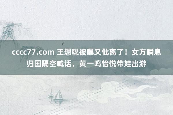 cccc77.com 王想聪被曝又仳离了！女方瞬息归国隔空喊话，黄一鸣怡悦带娃出游