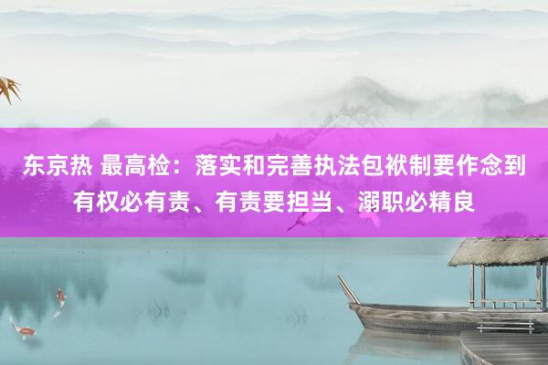 东京热 最高检：落实和完善执法包袱制要作念到有权必有责、有责要担当、溺职必精良