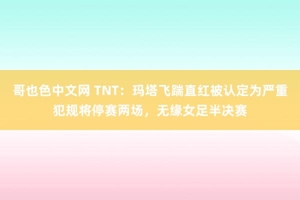 哥也色中文网 TNT：玛塔飞踹直红被认定为严重犯规将停赛两场，无缘女足半决赛