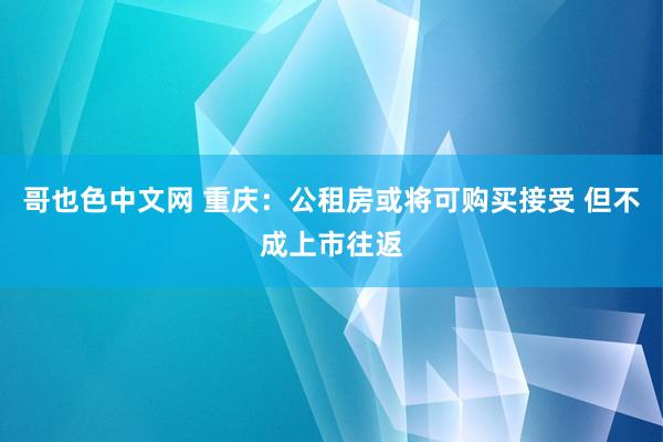 哥也色中文网 重庆：公租房或将可购买接受 但不成上市往返