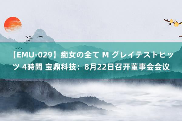 【EMU-029】痴女の全て M グレイテストヒッツ 4時間 宝鼎科技：8月22日召开董事会会议